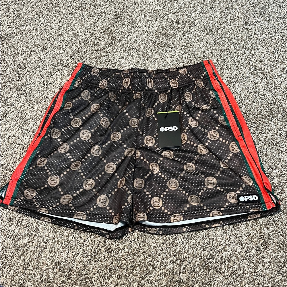 PSD Brown and Black Emblem Lux Shorts